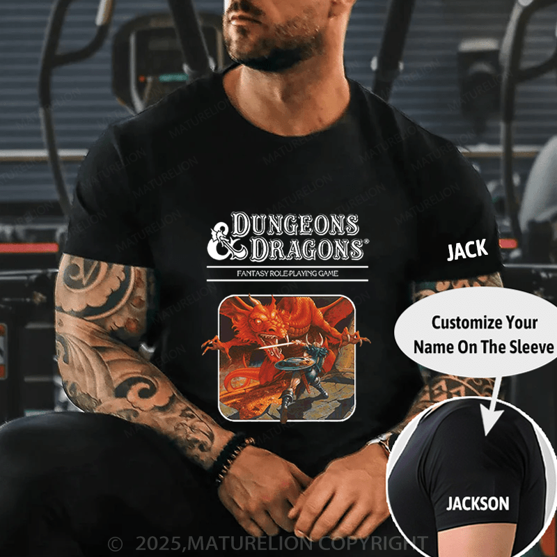 Maturelion Men's T-Shirt Dungeons Dragon Fantasy Role Playing Game T-Shirt (Free Customization)