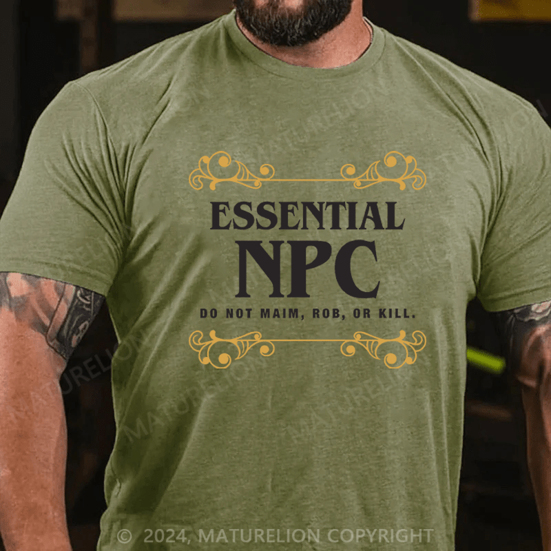 Maturelion Men's T-Shirt Essential NPC Non-Playable T-Shirt (Free Customization)