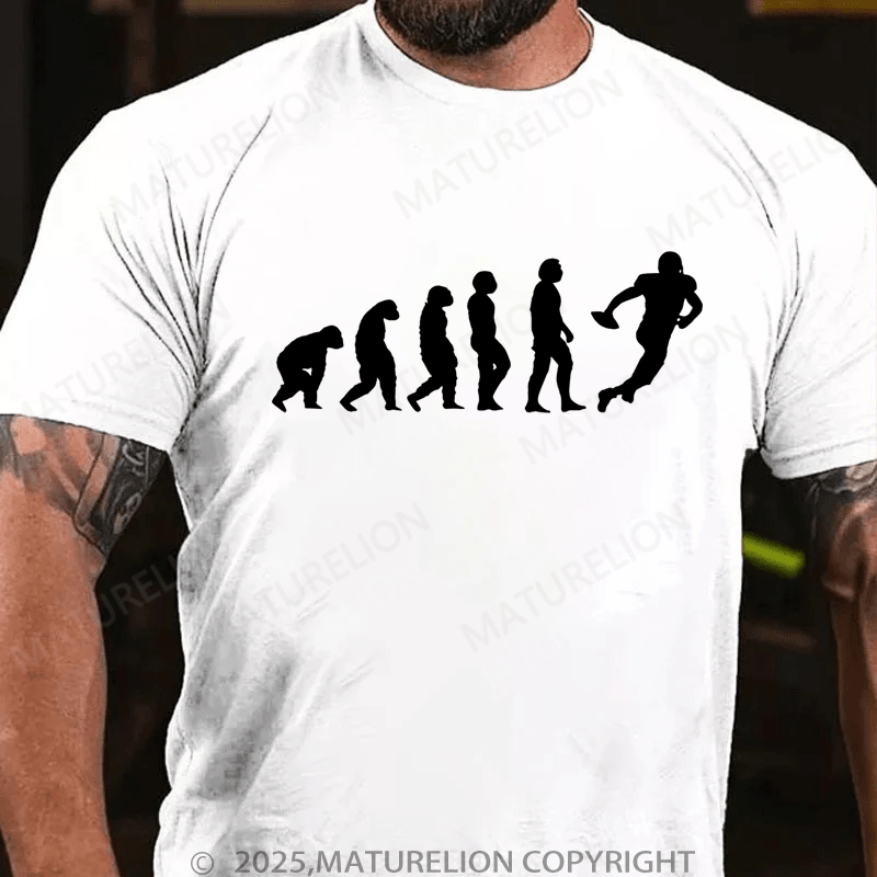 Maturelion Men's T-Shirt Evolution Of Man To American Football Player Vintage T-Shirt (Free Customization)