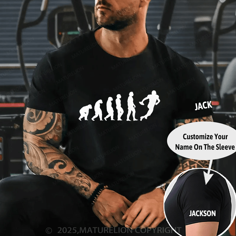 Maturelion Men's T-Shirt Evolution Of Man To American Football Player Vintage T-Shirt (Free Customization)
