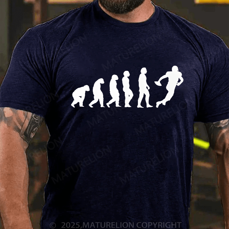 Maturelion Men's T-Shirt Evolution Of Man To American Football Player Vintage T-Shirt (Free Customization)