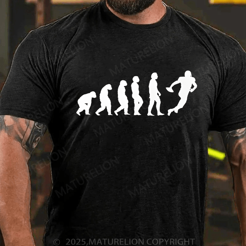 Maturelion Men's T-Shirt Evolution Of Man To American Football Player Vintage T-Shirt (Free Customization)