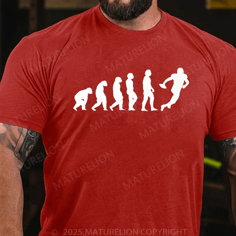 Maturelion Men's T-Shirt Evolution Of Man To American Football Player Vintage T-Shirt (Free Customization)