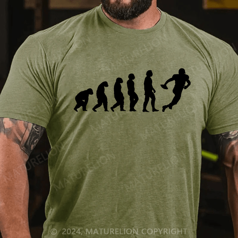 Maturelion Men's T-Shirt Evolution Of Man To American Football Player Vintage T-Shirt (Free Customization)