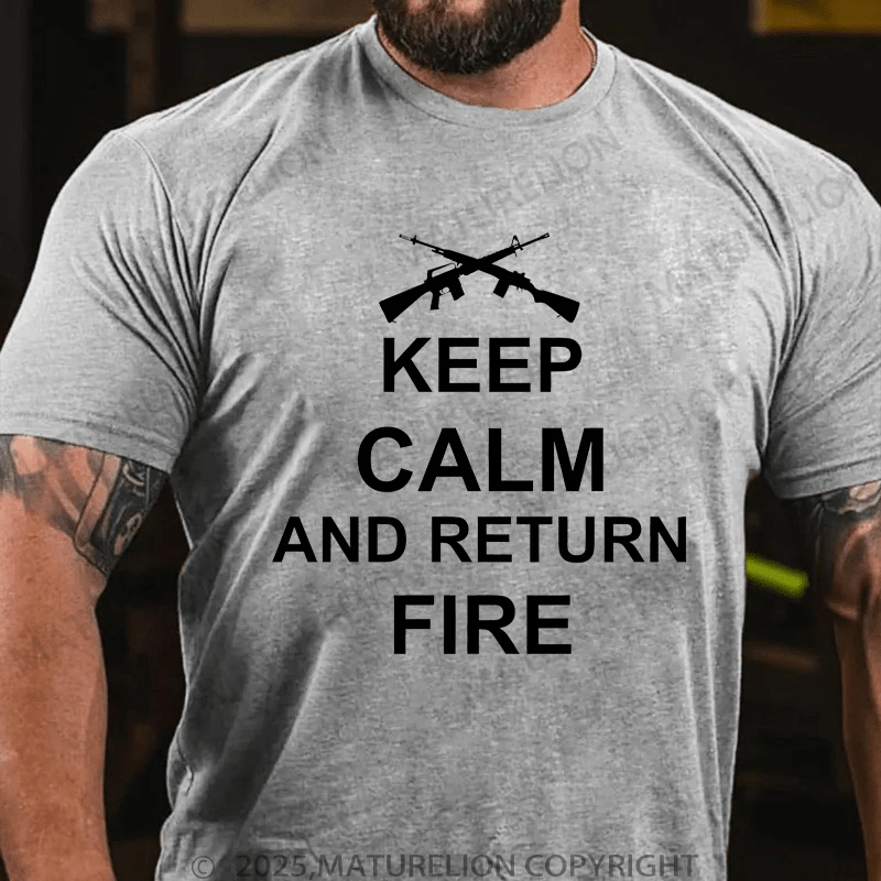 Maturelion Men's T-Shirt Keep Calm And Return Fire T-Shirt (Free Customization)