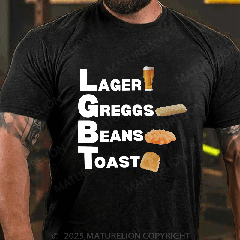 Maturelion Men's T-Shirt Lager, Greggs, Beans, Toast T-Shirt (Free Customization)