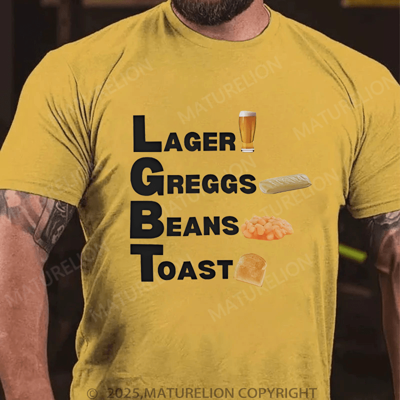 Maturelion Men's T-Shirt Lager, Greggs, Beans, Toast T-Shirt (Free Customization)