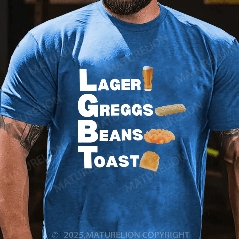 Maturelion Men's T-Shirt Lager, Greggs, Beans, Toast T-Shirt (Free Customization)