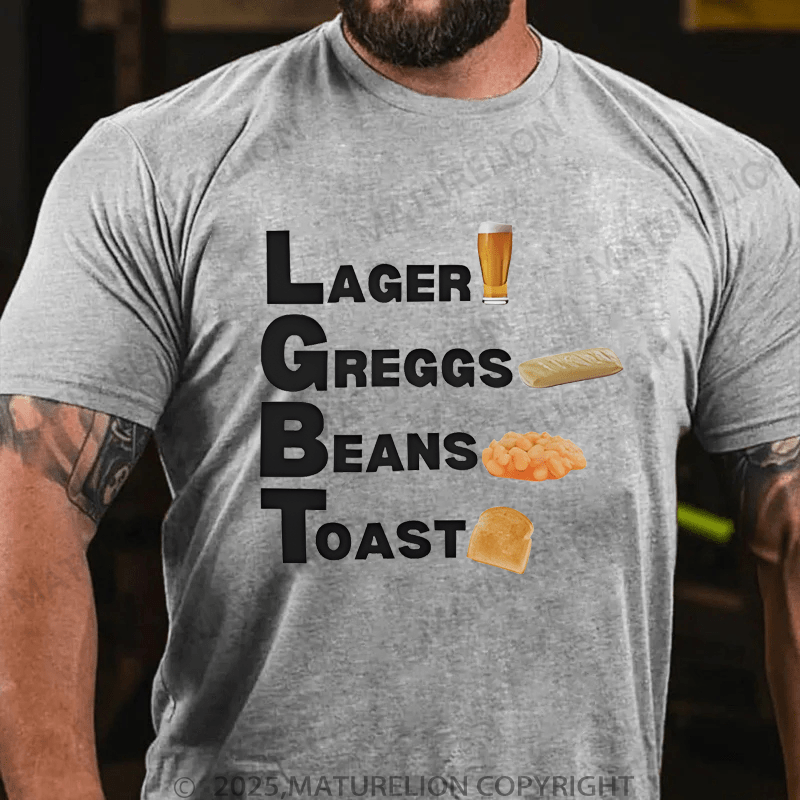 Maturelion Men's T-Shirt Lager, Greggs, Beans, Toast T-Shirt (Free Customization)