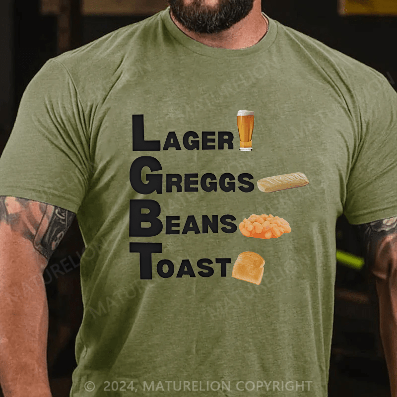 Maturelion Men's T-Shirt Lager, Greggs, Beans, Toast T-Shirt (Free Customization)