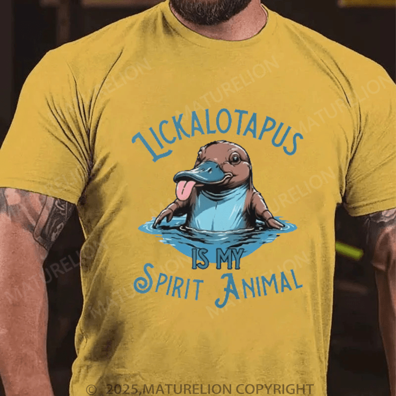 Maturelion Men's T-Shirt Lickalotapus Is My Spirit Animal Meme T-Shirt (Free Customization)
