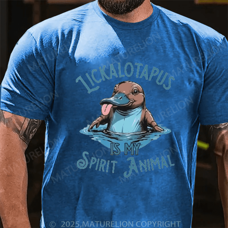 Maturelion Men's T-Shirt Lickalotapus Is My Spirit Animal Meme T-Shirt (Free Customization)