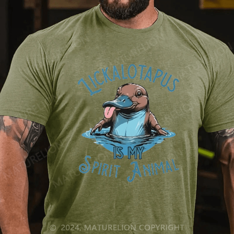 Maturelion Men's T-Shirt Lickalotapus Is My Spirit Animal Meme T-Shirt (Free Customization)