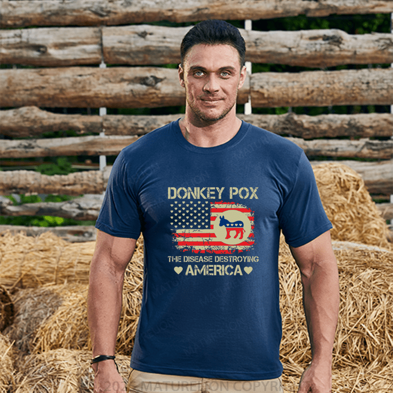 Maturelion Men's T-Shirt Donkey Pox The Disease Destroying America Funny T-Shirt