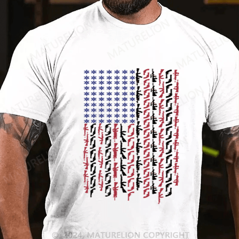Maturelion Men's T-Shirt Us Flag Printed T-Shirt