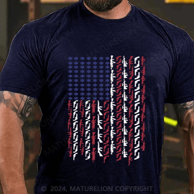 Maturelion Men's T-Shirt Us Flag Printed T-Shirt