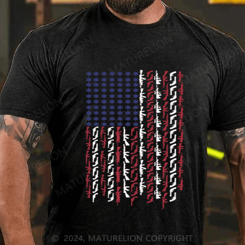 Maturelion Men's T-Shirt Us Flag Printed T-Shirt