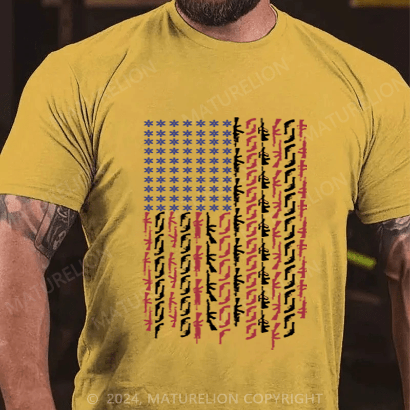 Maturelion Men's T-Shirt Us Flag Printed T-Shirt