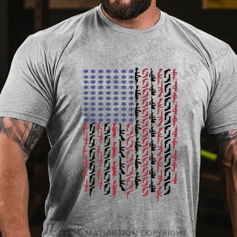 Maturelion Men's T-Shirt Us Flag Printed T-Shirt