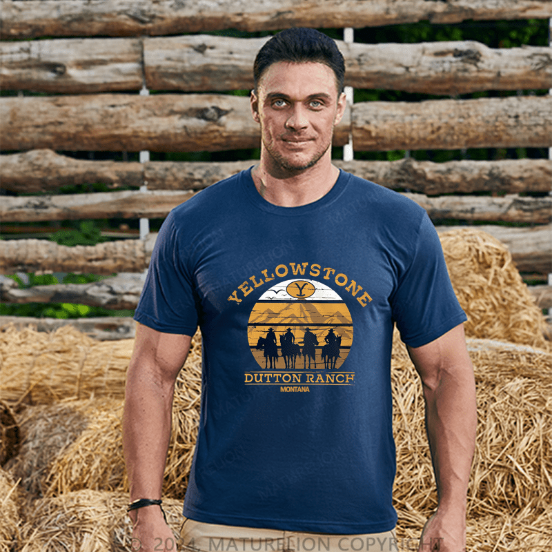 Maturelion Men's T-Shirt Yellowstone Dutton Ranch Montana T-Shirt