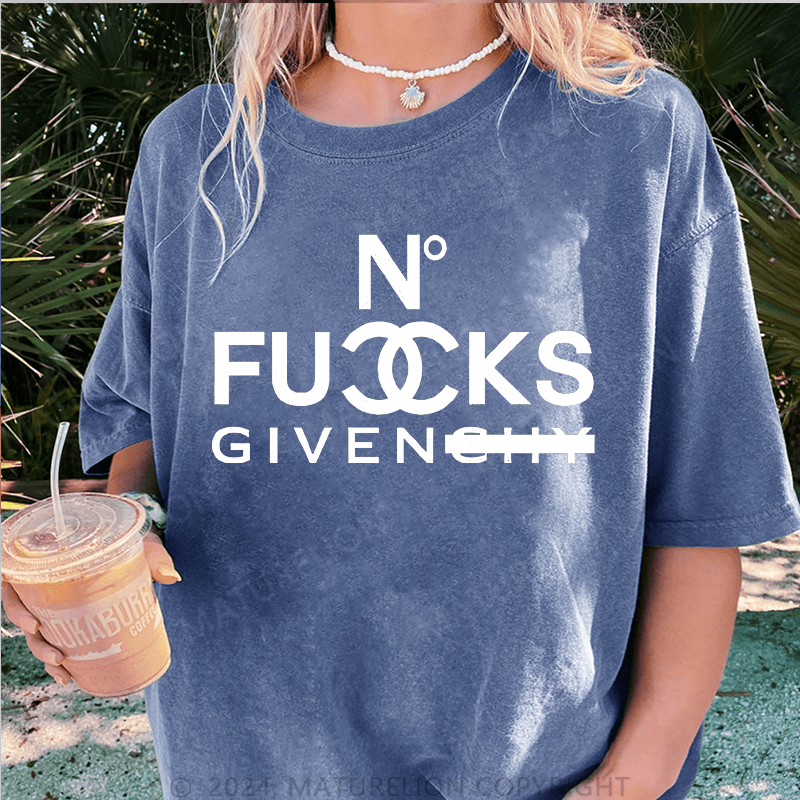 Maturelion No Fucks Given DTG Printing Washed Cotton T-Shirt