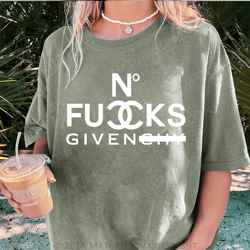 Maturelion No Fucks Given DTG Printing Washed Cotton T-Shirt