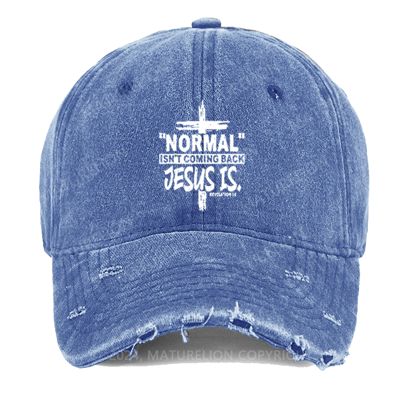 Maturelion Normal Isn't Coming Back Jesus Is Revelation 14 Christian Washed Vintage Cap