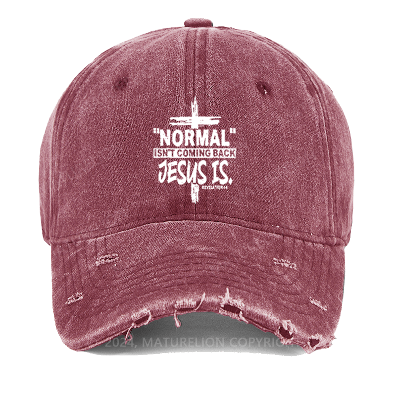 Maturelion Normal Isn't Coming Back Jesus Is Revelation 14 Christian Washed Vintage Cap