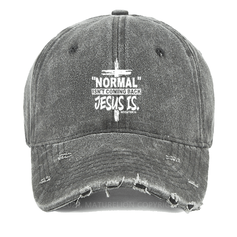 Maturelion Normal Isn't Coming Back Jesus Is Revelation 14 Christian Washed Vintage Cap