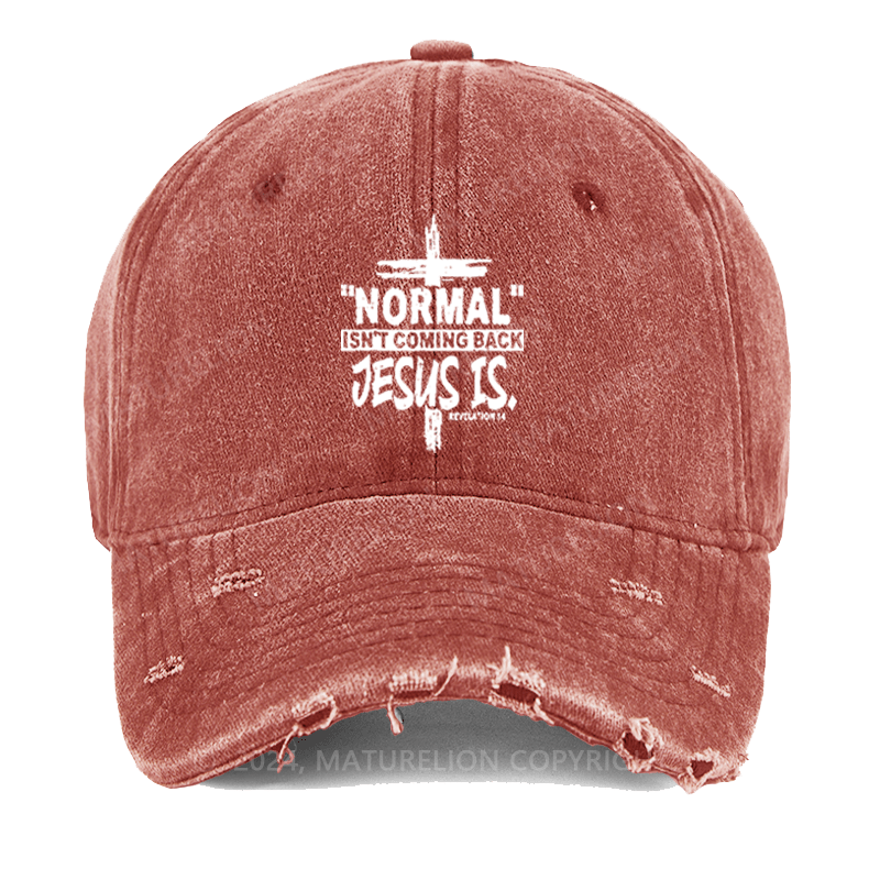 Maturelion Normal Isn't Coming Back Jesus Is Revelation 14 Christian Washed Vintage Cap