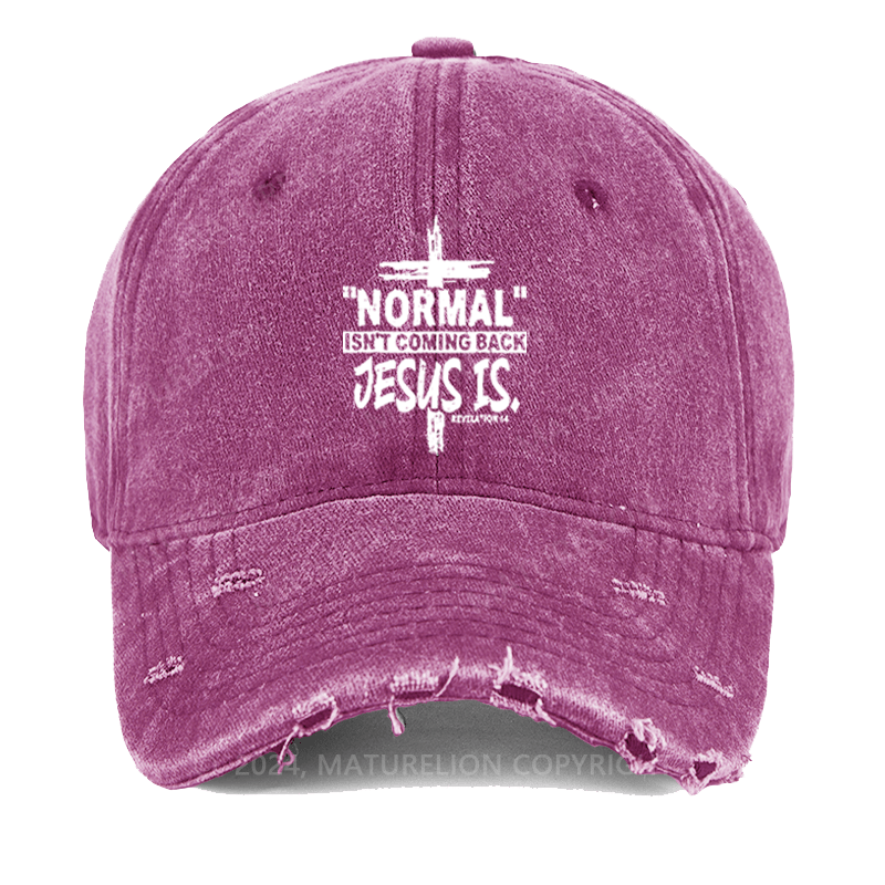 Maturelion Normal Isn't Coming Back Jesus Is Revelation 14 Christian Washed Vintage Cap
