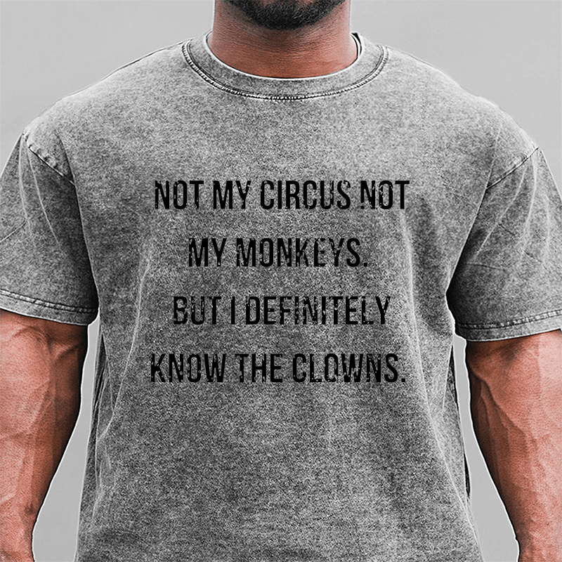 Maturelion Not My Circus Not My Monkeys But I Definitely Know The Clowns DTG Printing Washed  Cotton T-shirt