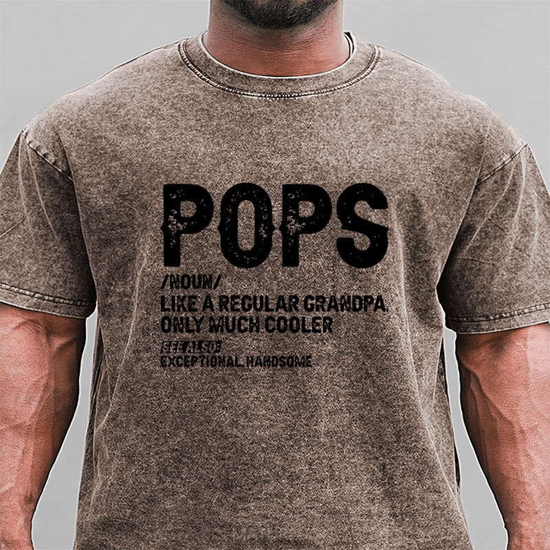 Maturelion Pops Like A Regular Grandpa Only Much Cooler See Also: Exceptionally Handsome Funny DTG Printing Washed  Cotton T-shirt