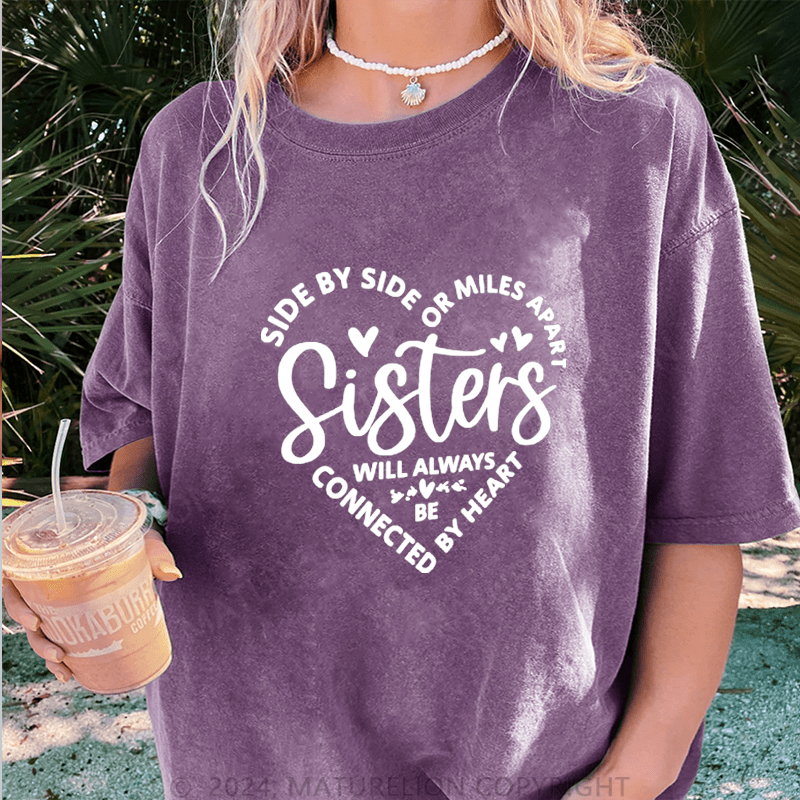 Maturelion Side My Side Or Miles Appart DTG Printing Washed Cotton T-Shirt