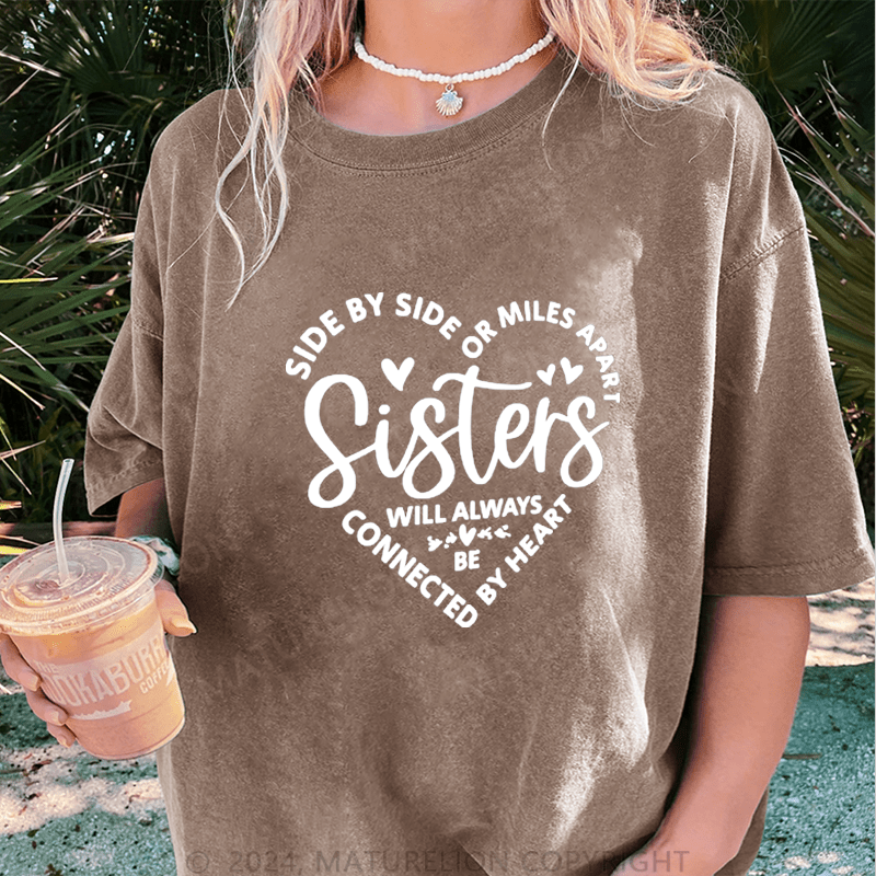 Maturelion Side My Side Or Miles Appart DTG Printing Washed Cotton T-Shirt