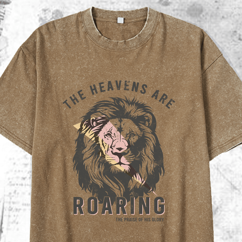 Maturelion The Heavensare Roaring DTG Printing Washed Cotton T-Shirt