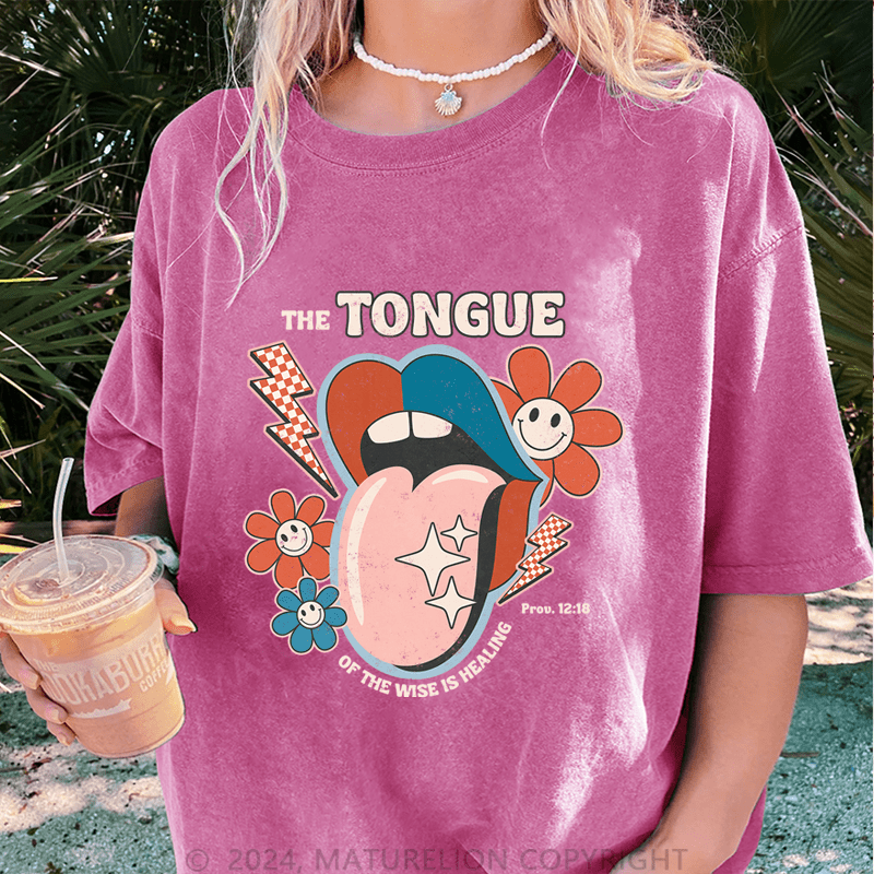 Maturelion The Tongue Of The Wisteis Healing DTG Printing Washed Cotton T-Shirt