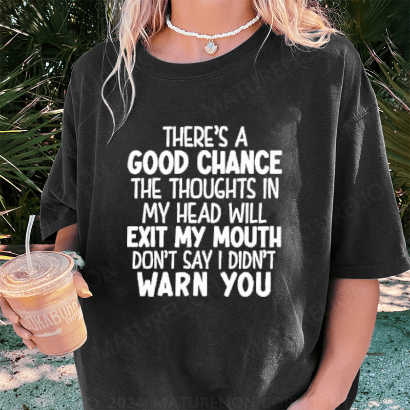 Maturelion There's A Good Chance The Thoughts In My Head Will Exit My Mouth DTG Printing Washed Cotton T-Shirt