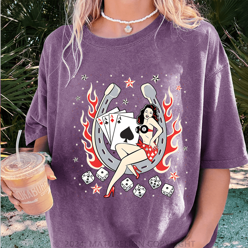 Maturelion Vintage Classic Rock And Roll Music DTG Printing Washed T-Shirt