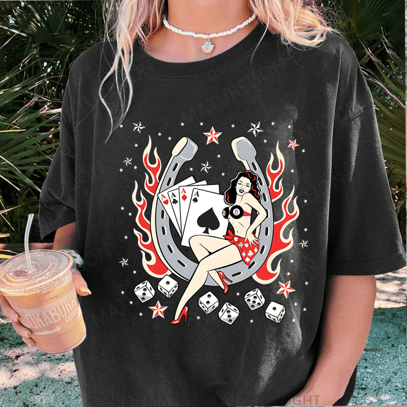 Maturelion Vintage Classic Rock And Roll Music DTG Printing Washed T-Shirt