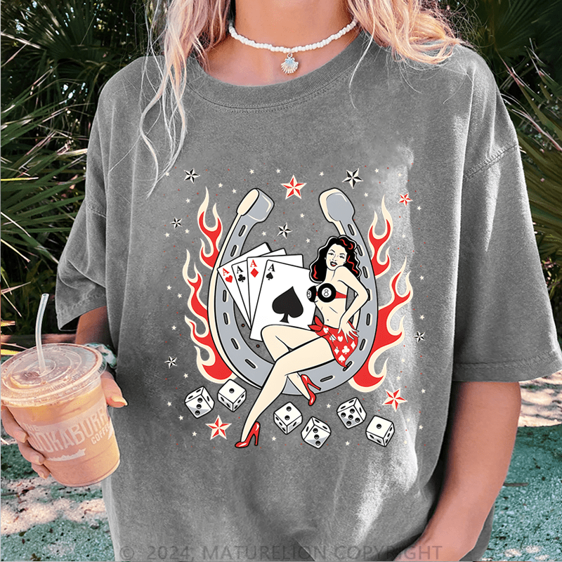 Maturelion Vintage Classic Rock And Roll Music DTG Printing Washed T-Shirt