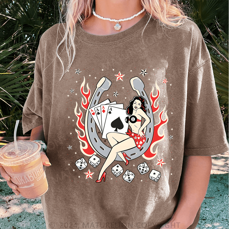 Maturelion Vintage Classic Rock And Roll Music DTG Printing Washed T-Shirt