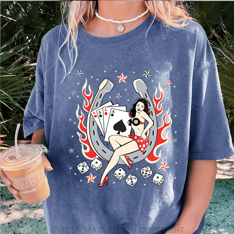 Maturelion Vintage Classic Rock And Roll Music DTG Printing Washed T-Shirt