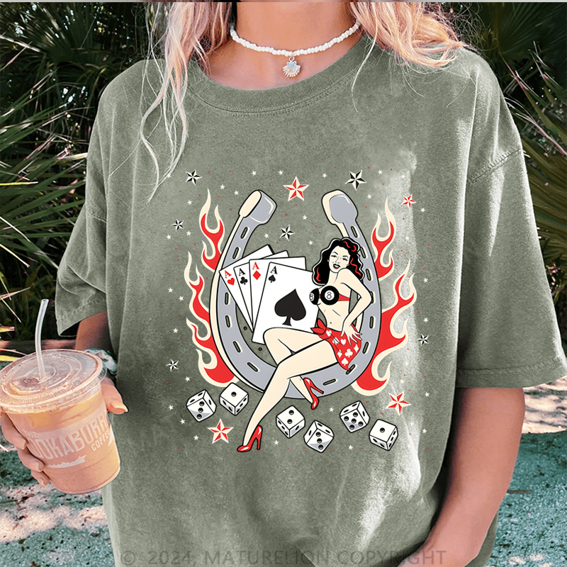 Maturelion Vintage Classic Rock And Roll Music DTG Printing Washed T-Shirt