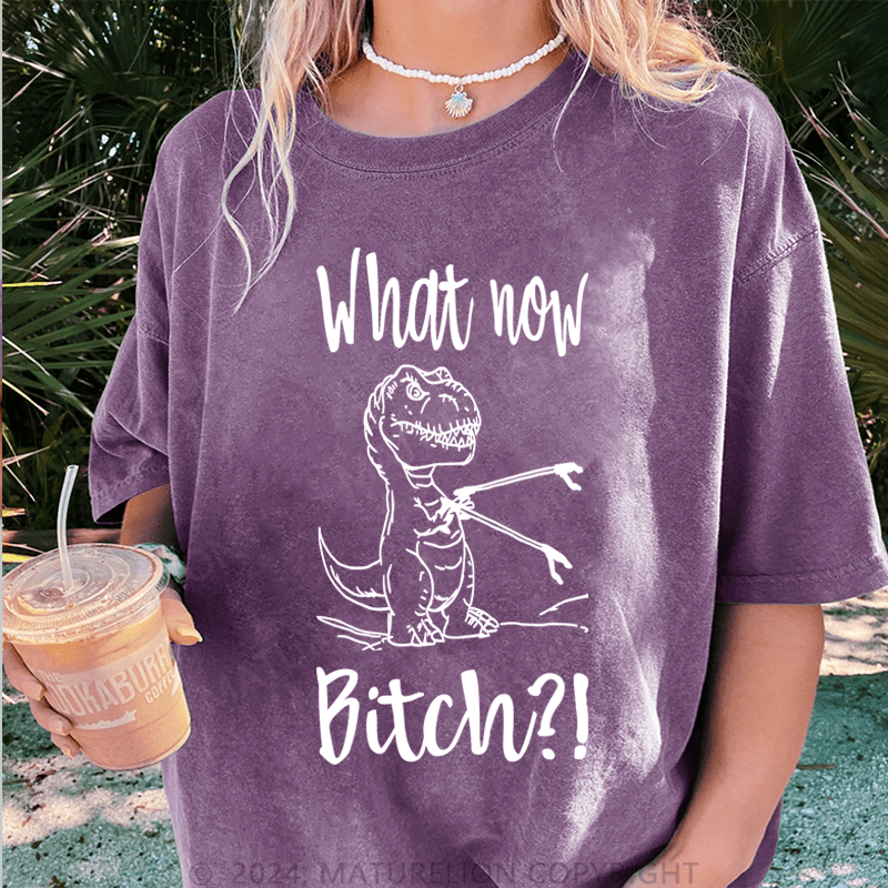 Maturelion What Now Bitch DTG Printing Washed T-Shirt
