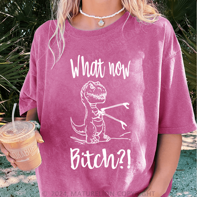 Maturelion What Now Bitch DTG Printing Washed T-Shirt
