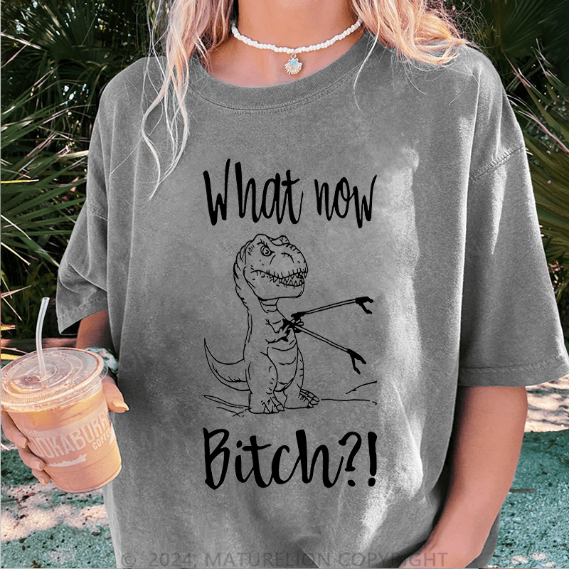 Maturelion What Now Bitch DTG Printing Washed T-Shirt