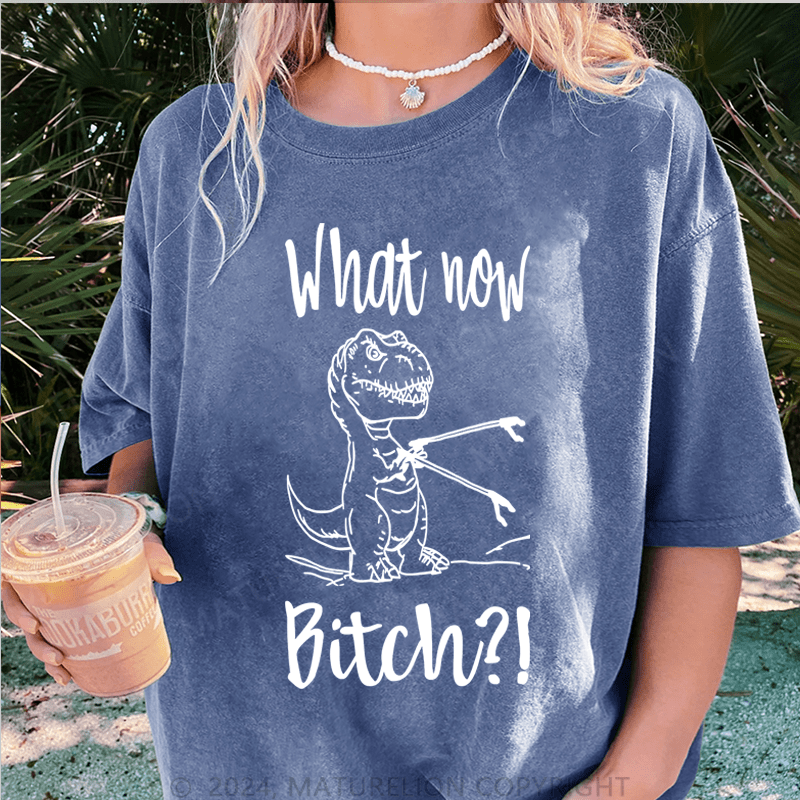 Maturelion What Now Bitch DTG Printing Washed T-Shirt