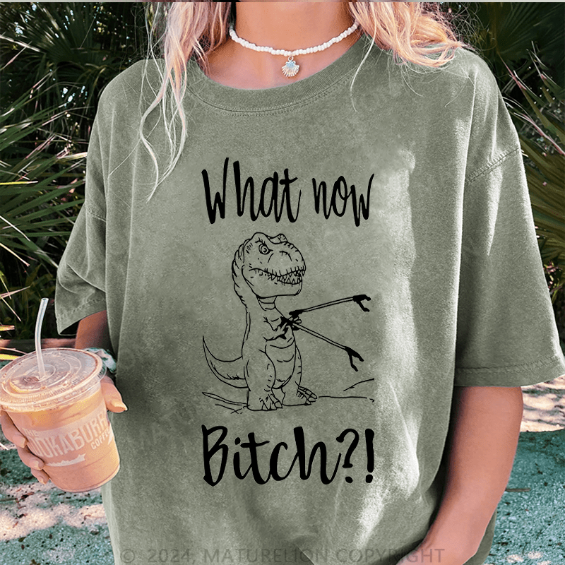 Maturelion What Now Bitch DTG Printing Washed T-Shirt