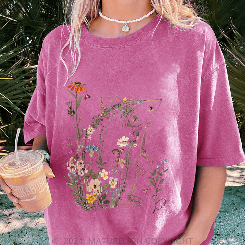 Maturelion Wildflowers DTG Printing Washed Cotton T-Shirt